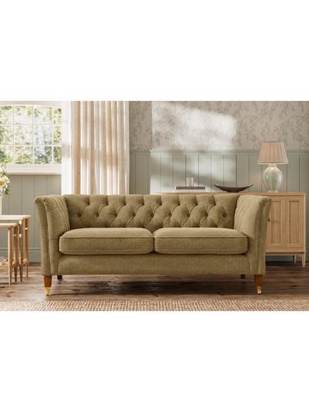 Laura Ashley Chatsworth Medium 2 Seater Sofa, Oak Leg, Orla Gold - view 2, Orla Gold