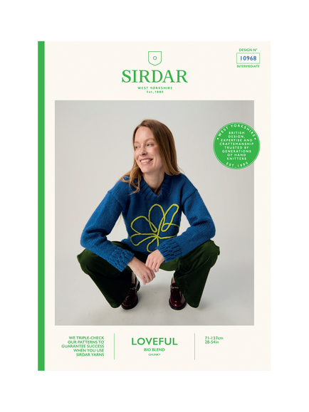 Sirdar 10968 Honeycomb Hem Sweater Knitting Pattern, Multi