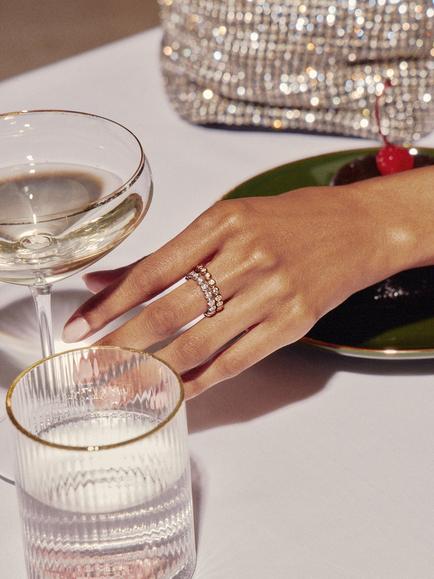 Missoma Tennis Eternity Cubic Zirconia Stacking Ring, Silver - view 2, Silver