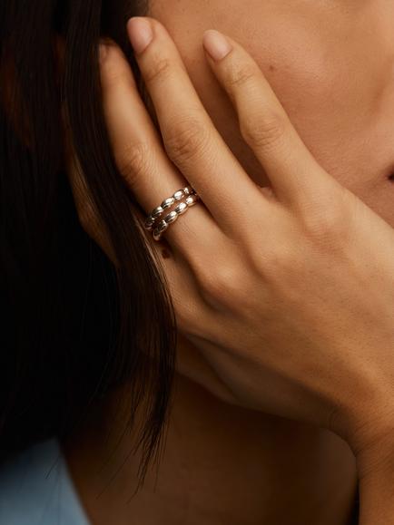 Missoma Molten Olive Stacking Ring, Silver - view 2, Silver