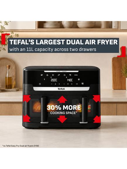 Tefal Ever Fry EY9478G0 XXL Dual Air Fryer, 11L, Black - view 2, Black
