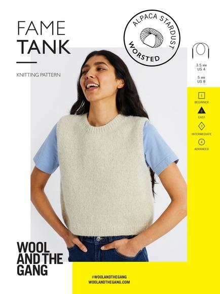 Wool And The Gang Fame Tank Top Knitting Pattern, Multi