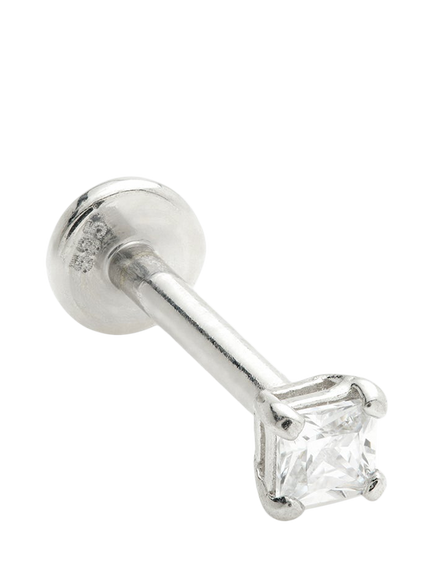 Tish Lyon Square Gem Flat Back Stud Earring, White Gold