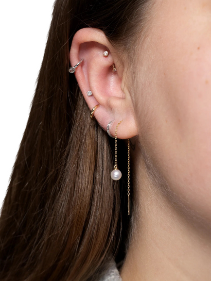 Tish Lyon Square Gem Flat Back Stud Earring - view 2, White Gold