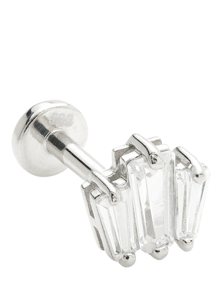 Tish Lyon Baguette Gem Stud Earring, White Gold