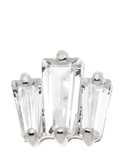 Tish Lyon Baguette Gem Stud Earring - view 2, White Gold