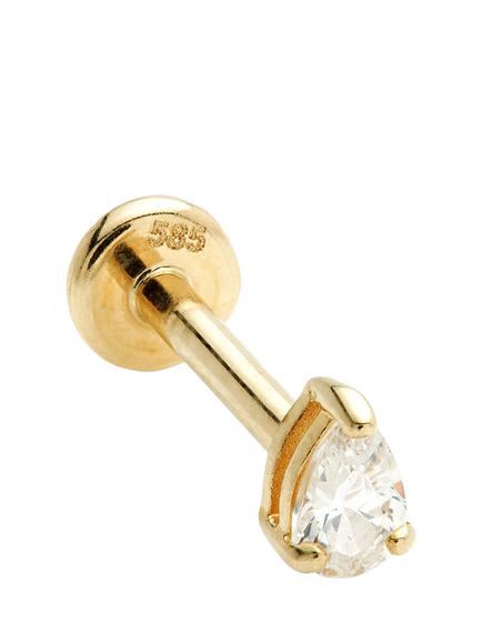 Tish Lyon Teardrop Gem Flat Back Stud Earring, Gold