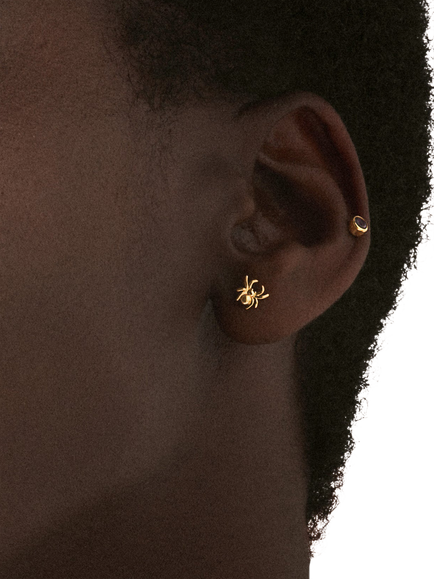Tish Lyon Spider Flat Back Stud Earring - view 2, Gold