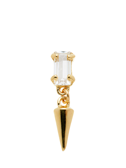 Tish Lyon Baguette Gem Hanging Spike Stud Earring - view 2, Gold