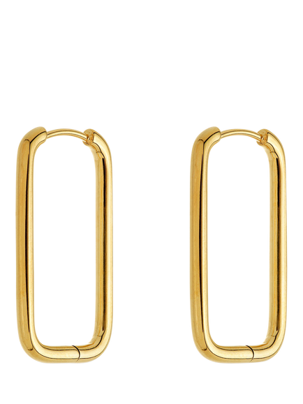Tish Lyon Rectangle Hoop Earrings, Gold