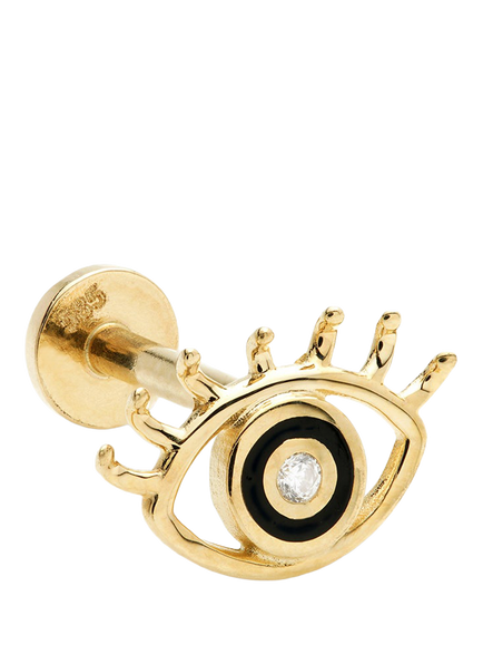 Tish Lyon Jewelled Eye Flat Back Stud Earring, Gold