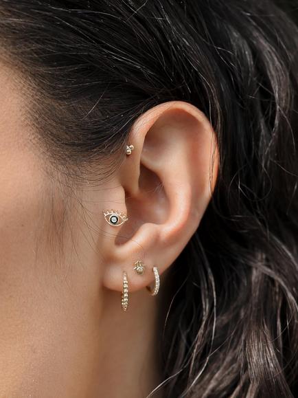 Tish Lyon Jewelled Eye Flat Back Stud Earring - view 2, Gold