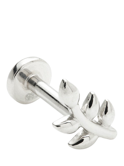 Tish Lyon Flat Back Leaf Stud Earring, White Gold