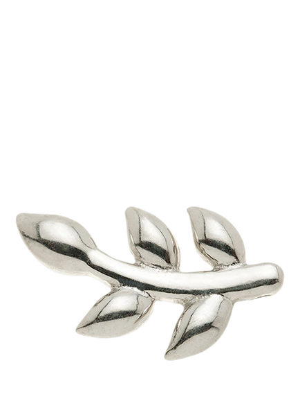 Tish Lyon Flat Back Leaf Stud Earring - view 2, White Gold