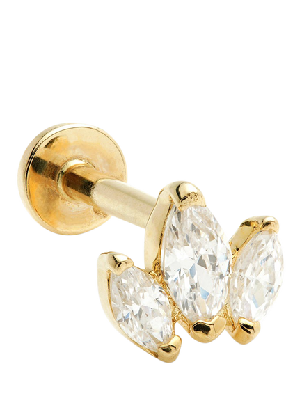 Tish Lyon Marquise Stone Stud Earring, Gold