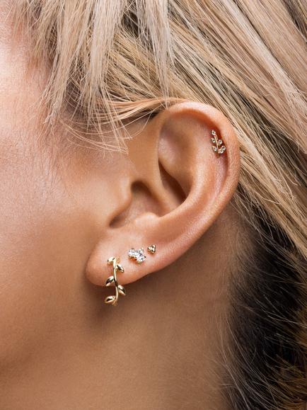 Tish Lyon Marquise Stone Stud Earring - view 2, Gold