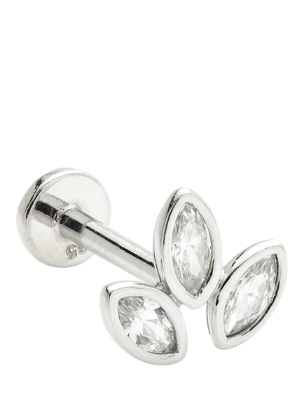 Tish Lyon Triple Marquise Flat Back Stud Earring, White Gold