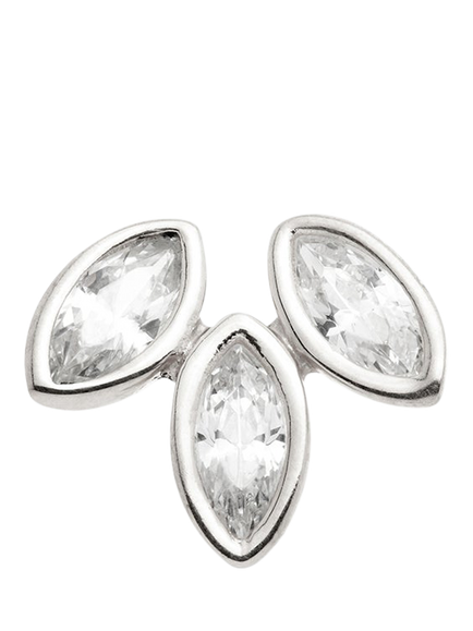 Tish Lyon Triple Marquise Flat Back Stud Earring - view 2, White Gold