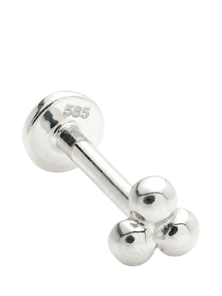 Tish Lyon Triple Ball Flat Back Stud Earring, White Gold