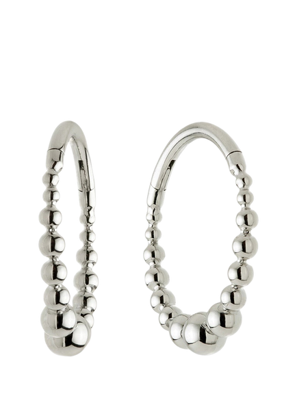 Tish Lyon Rounded Sphere Hoop Earrings, Platinum