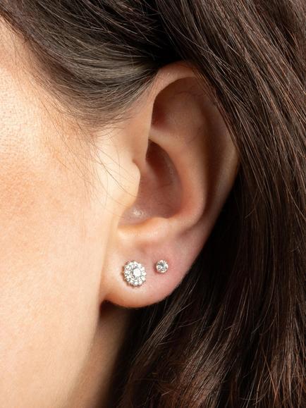 Tish Lyon Cubic Zirconia Flower Stud Earrings - view 2, Platinum