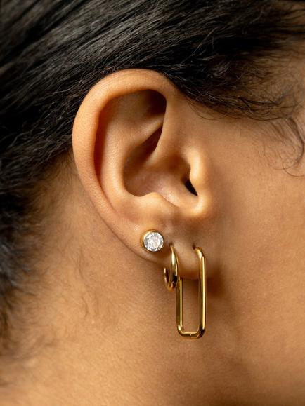 Tish Lyon Moissanite Stud Earrings - view 2, Gold