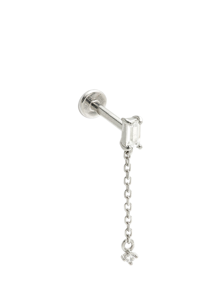 Tish Lyon Hanging Baguette Gem Earring, White Gold