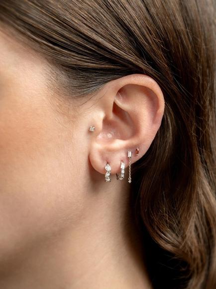 Tish Lyon Hanging Baguette Gem Earring - view 2, White Gold