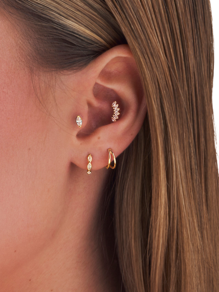 Tish Lyon Marquise Flat Back Stud Earring - view 2, Gold