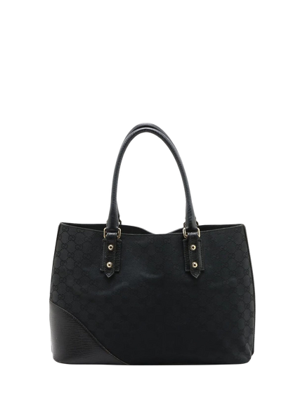Pre-loved GUCCI GG Canvas Horsebit Top Handle Bag, Black - view 2, Black