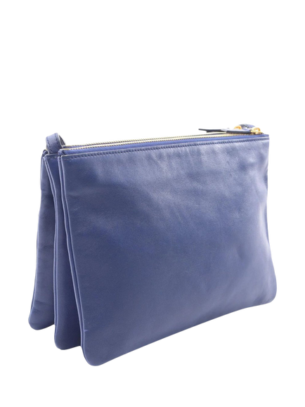 Pre-loved CELINE Trio Leather Shoulder Bag, Blue - view 2, Blue