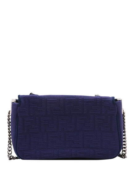 Pre-loved Fendi Zucca Mamma Baguette Chain Shoulder Bag, Silver Hardware, Blue - view 2, Blue