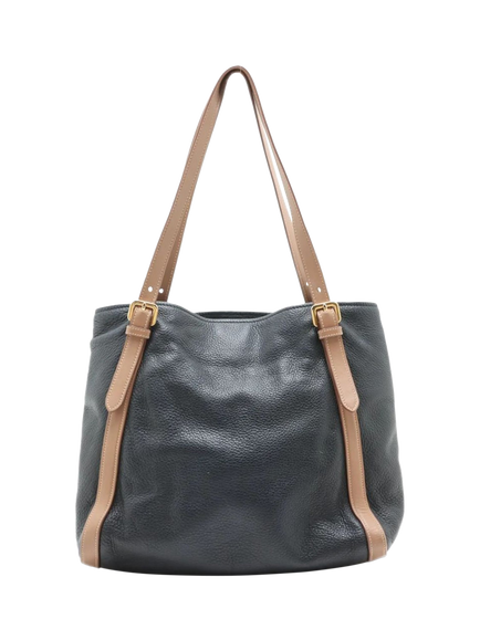 Pre-loved Prada Vitello Daino Leather Tote Bag, Navy - view 2, Navy