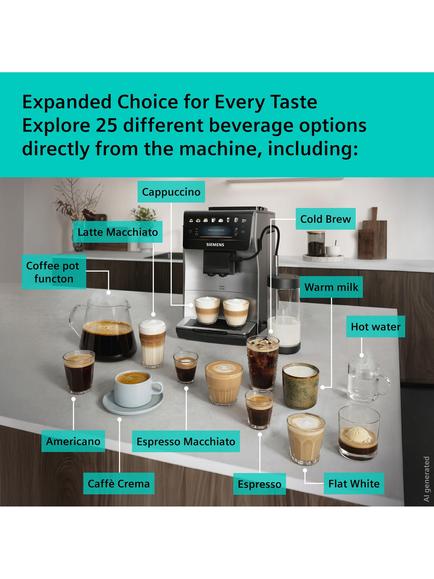 Siemens TP605GM3 EQ600 iAroma Fully Automatic Bean to Cup Coffee Machine, Inox Steel - view 2, Inox Steel
