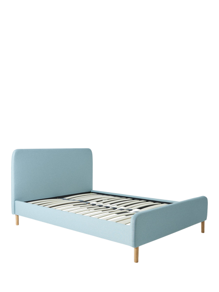 John Lewis OUTLET Bonnie Upholstered Bed Frame, Double, Like New, Textured Weave Blue, Textured Weave Blue