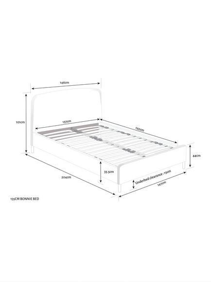 John Lewis OUTLET Bonnie Upholstered Bed Frame, Double, Like New, Textured Weave Blue - view 2, Textured Weave Blue