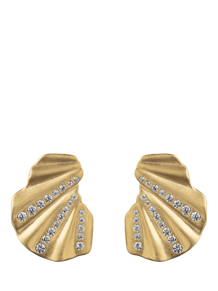 ENAMEL Copenhagen Gold Plated Crystal Wave Earrings, Clear Cz