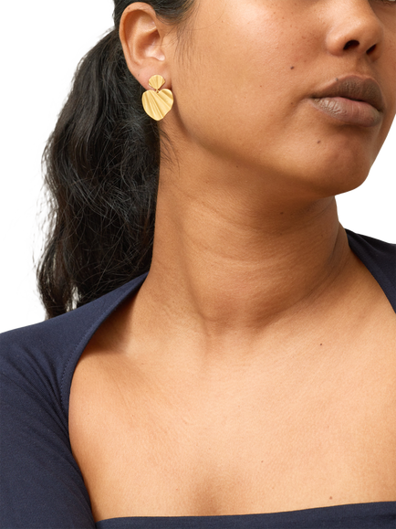 ENAMEL Copenhagen Wave Heart Earrings, Gold - view 2, Gold Plated