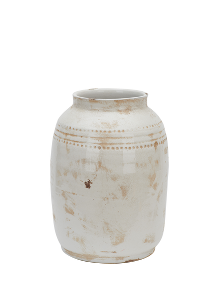 Neptune Haybrook Crackle Glaze Ceramic Barrel Vase, H32cm, Snow, Snow