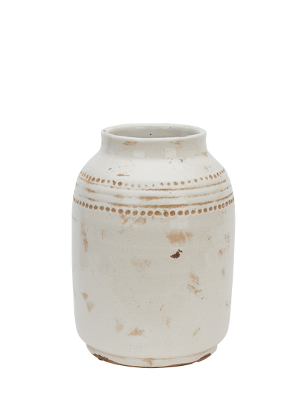 Neptune Haybrook Crackle Glaze Ceramic Barrel Vase, H27.5cm, Snow, Snow