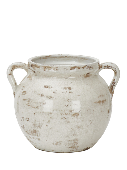 Neptune Haybrook Crackle Glaze Ceramic Round Vase, H23cm, Snow, Snow