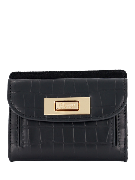 Dune London Keepers Crocodile-Embossed Leather Wallet, Black, Black