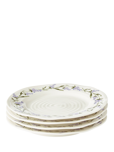 Sophie Conran for Portmeirion Lavandula Porcelain Side Plate, Set of 4, White