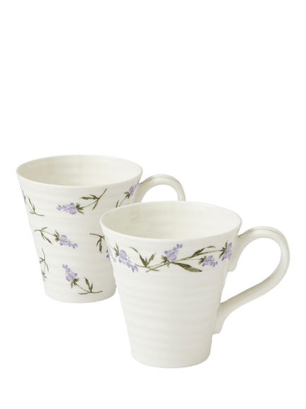 Sophie Conran for Portmeirion Lavandula Porcelain Mugs, Set of 2, 350ml, White