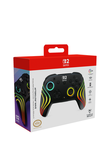 Turtle Beach Afterglow Wave Wireless RGB Gaming Controller for Nintendo Switch 2, Purple, Purple