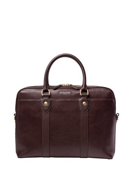 Aspinal of London Heritage Leather Briefcase, Conker - view 2, Conker