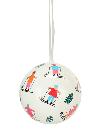 Neptune Ridley Skiers Bauble, White, Natural