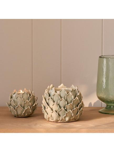 Neptune Eversley Artichoke Medium Stoneware Tealight Holder, Sage - view 2, Natural