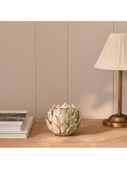 Neptune Eversley Artichoke Small Stoneware Tealight Holder, Sage - view 2, Natural