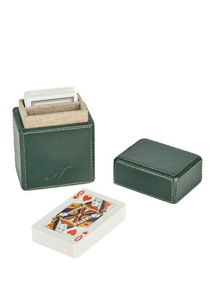Neptune Leather Playing Card Case, Constable Green - view 2, Natural